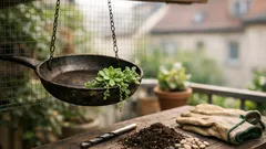 So wird aus einer alten Pfanne ein stylisches Hängepflanzgefäß