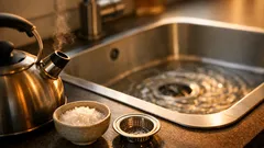 Abfluss verstopft? Mit Salz und heißem Wasser klappt’s oft schneller als mit Natron und Essig