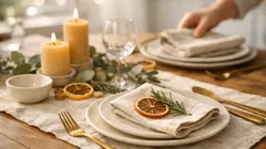 Neutrale Weihnachtstisch-Deko 2025: So wird Beige festlich mit Leinen, Holz und Kerzenlicht