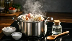 Graue Küchenhandtücher wieder weiß bekommen: Der Topf-Trick mit Natron und Essig